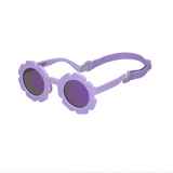 Teeny Baby Polarized Floral Sunglasses with Strap - Violet Reflective