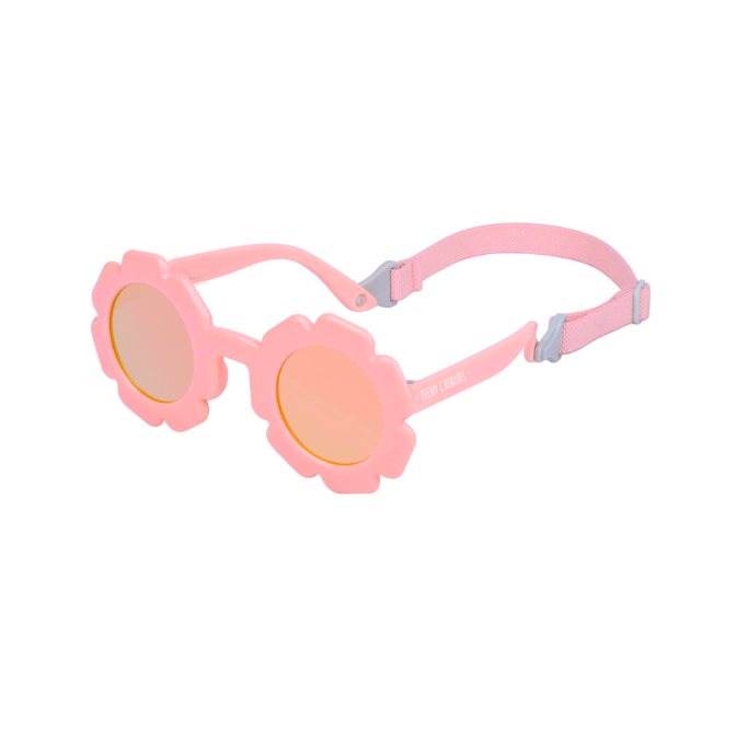 Teeny Baby Polarized Floral Sunglasses with Strap - Pink Reflective