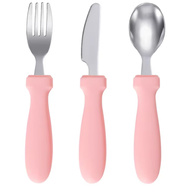 Toddler Junior Stainless Steel Cutlery Set - Baby Pink