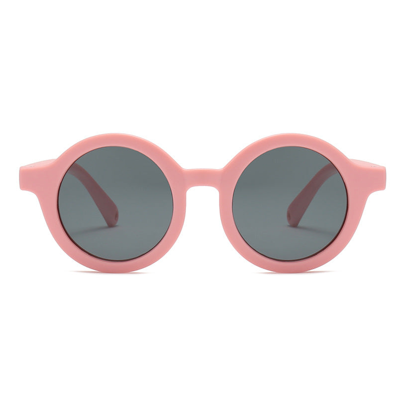 Teeny Baby Polarized Round Sunglasses With Strap - Dark Pink
