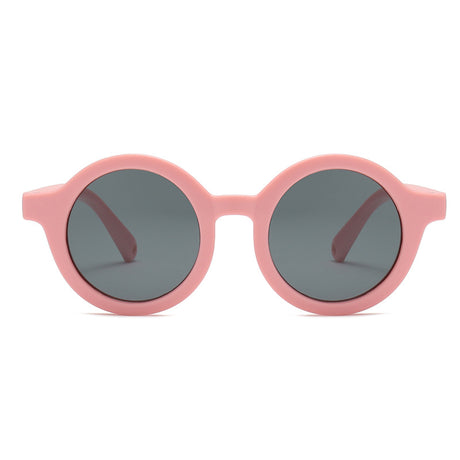 Teeny Baby Polarized Round Sunglasses With Strap - Dark Pink
