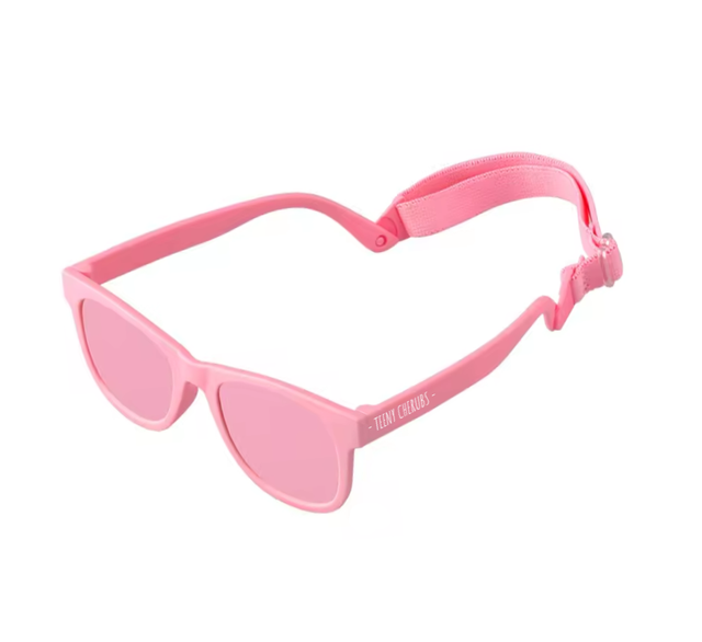 Teeny Baby Classic Wayfarer Polarized Sunglasses With Strap - Pink Reflective