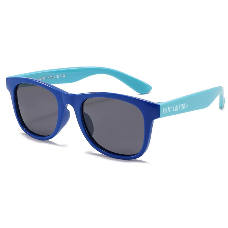 Teeny Toddler Junior Classic Wayfarer Polarized Sunglasses With Strap - Blue Teal