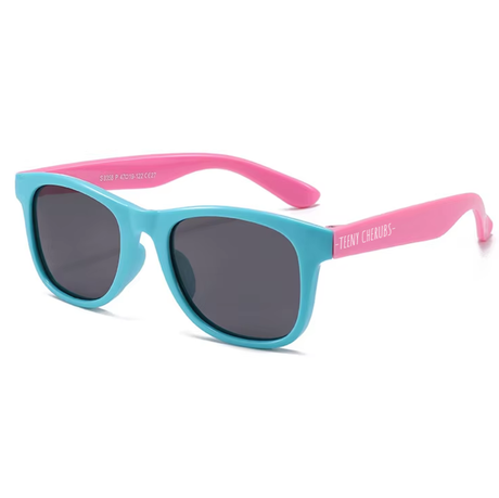 Teeny Toddler Junior Classic Wayfarer Polarized Sunglasses With Strap - Teal Pink