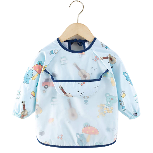 Teeny Baby Long Sleeve Apron Smock Bib - Camping