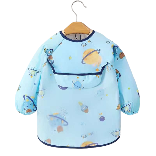 Teeny Baby Long Sleeve Apron Smock Bib - Space