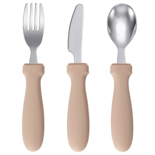 Toddler Junior Stainless Steel Cutlery Set - Pink Taupe