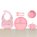 Silicone Baby Feeding Set 6pcs - Pink Unicorns
