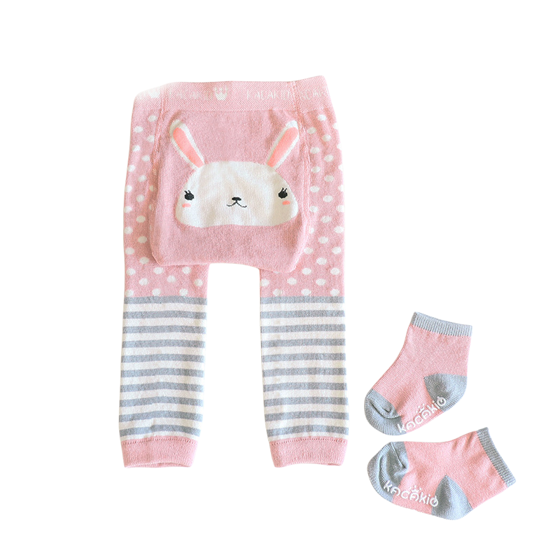 Teeny Bumbo Baby Toddler Leggings With Grip Socks Pink Bunny Teeny Cherubs