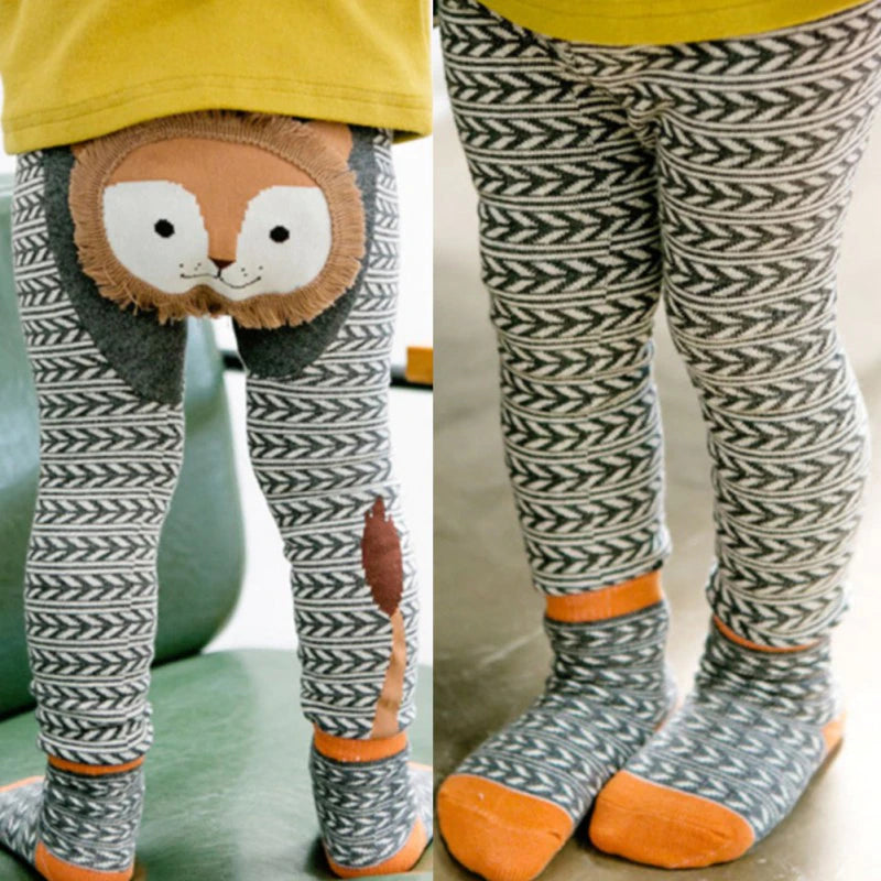 6 36 Months Autumn Winter Toddler Cotton Non Skid Tights Free Grip Socks Baby Girls Boys Pants Leggings Sage Lion Legs
