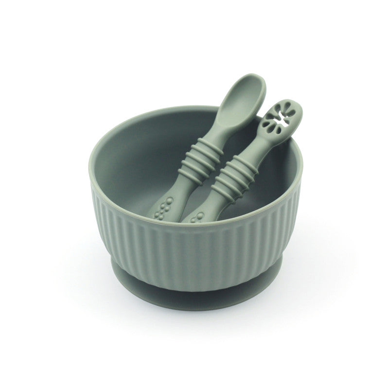 Silicone Baby Bowl & Spoon Set - Sage